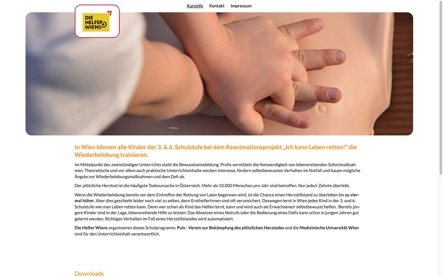 Schulen-Reanimationsprojekt | erstehilfe.diehelferwiens.at | 2014 (Screen Only 01) © echonet communication / Auftraggeber