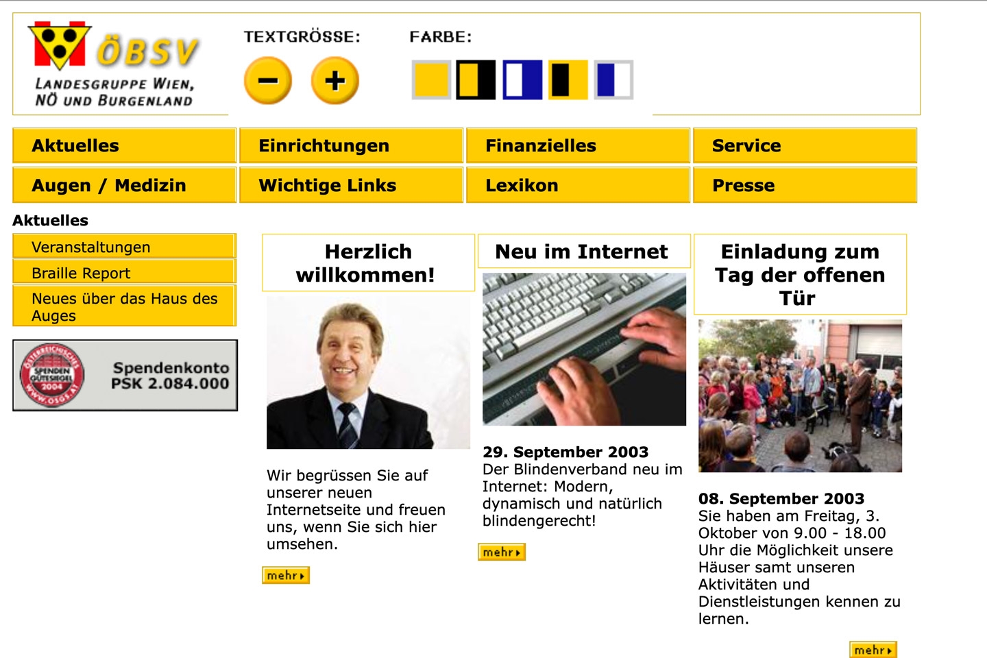 ÖBSV Wien/NÖ/Bgld | braille.at | 2003 (Screen Only 02) © echonet communication ÖBSV Wien/NÖ/Bgld | braille.at | 2003 (Screen Only 02) © echonet communication