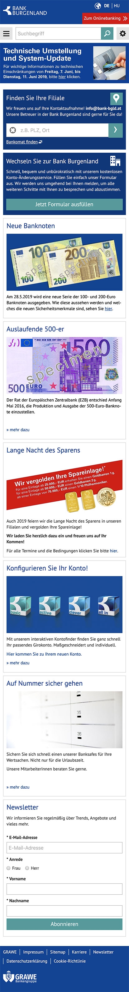 Bank Burgenland | bank-bgld.at | 2014 (Mobile Full/Scrolling) © echonet communication