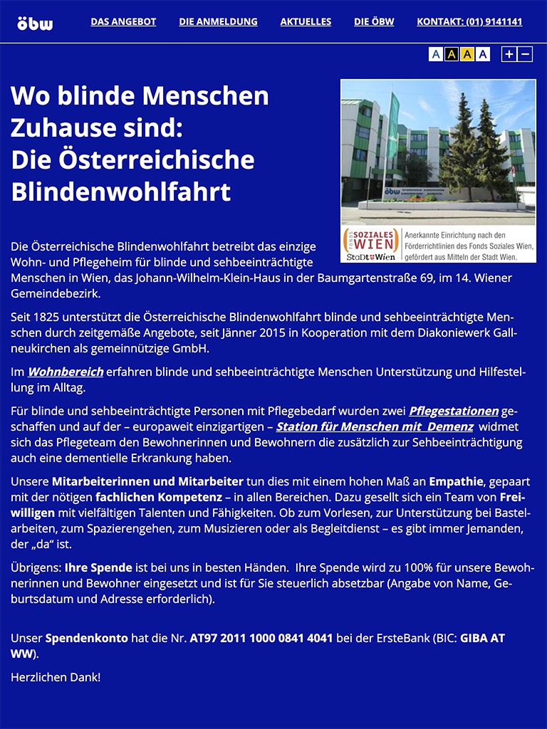 Österreichische Blindenwohlfahrt ÖBW | blind.at | 2017 (Tablet Only 03) © echonet communication