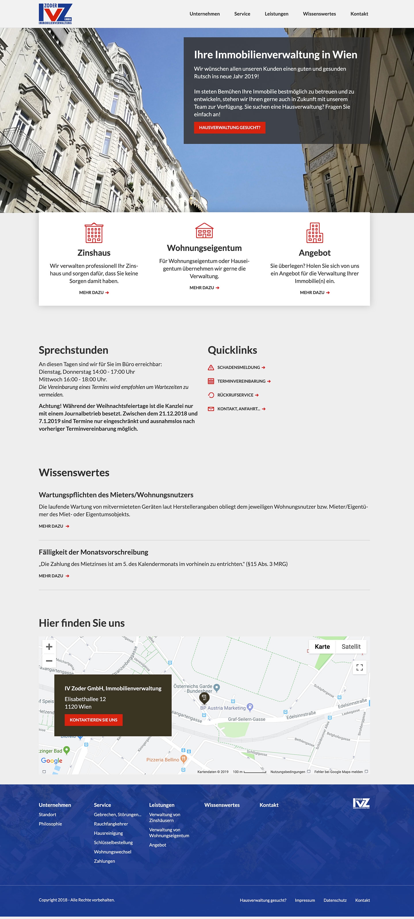Immobilienverwaltung Zoder | ivzoder.at | 2018 (Desktop Full Scroll) © echonet communication